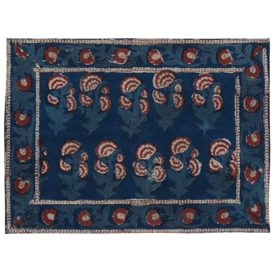 Carnation Placemat - Indigo/Brick Red (Set of 2)